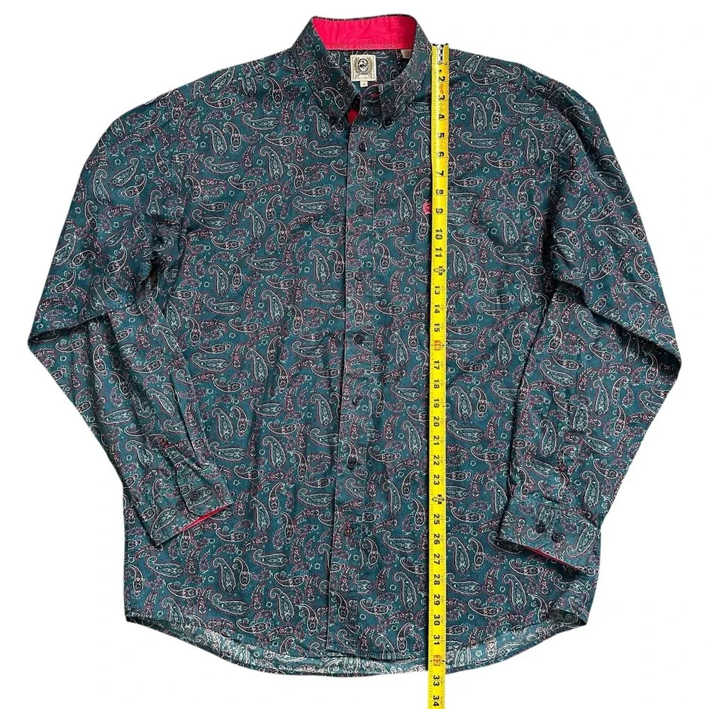 Cinch‎ Cotton Paisley Western Casual Button-Down Multicolor Blue Pink Shirt Sz L - Picture 4 of 9